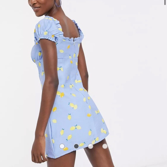 ASOS Lemon Print Off Shoulder Dress - Picture 2 of 4